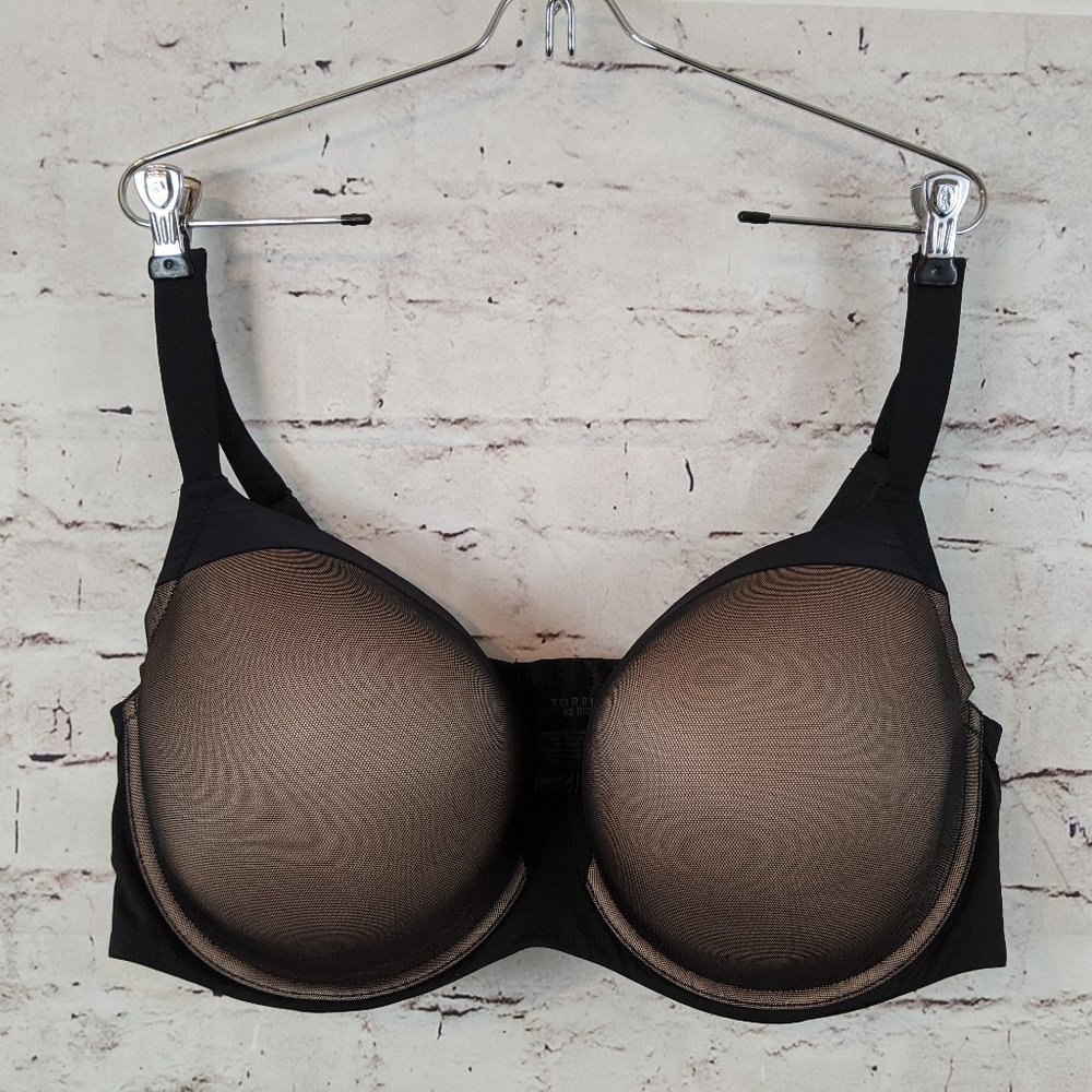 Torrid 42DDD Black Over Nude Balconette Padded Bra